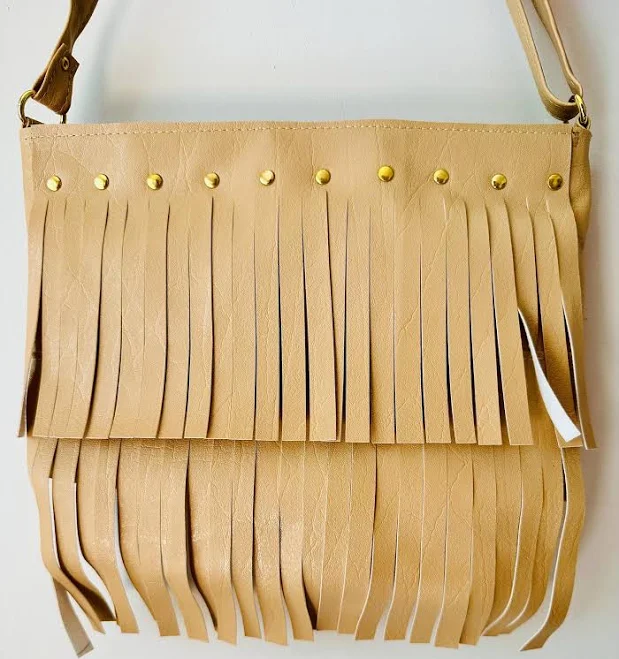 Fringed Vegan Leather Handbag with Tassel Sling