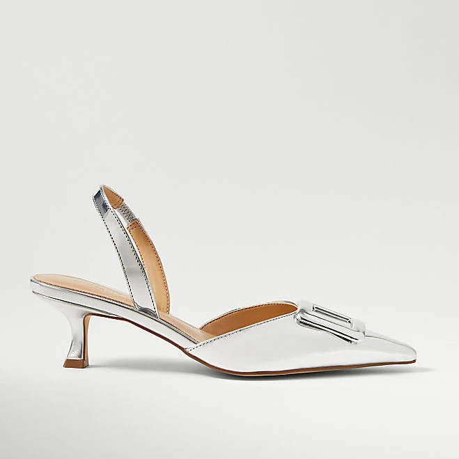 Ann Taylor Women's Metallic Pointy Toe Slingback Pump