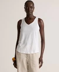 100% European Linen Jersey V-Neck Tank