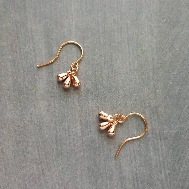 14K Rose Gold Fill Hook Opt Earrings with Tiny Drops