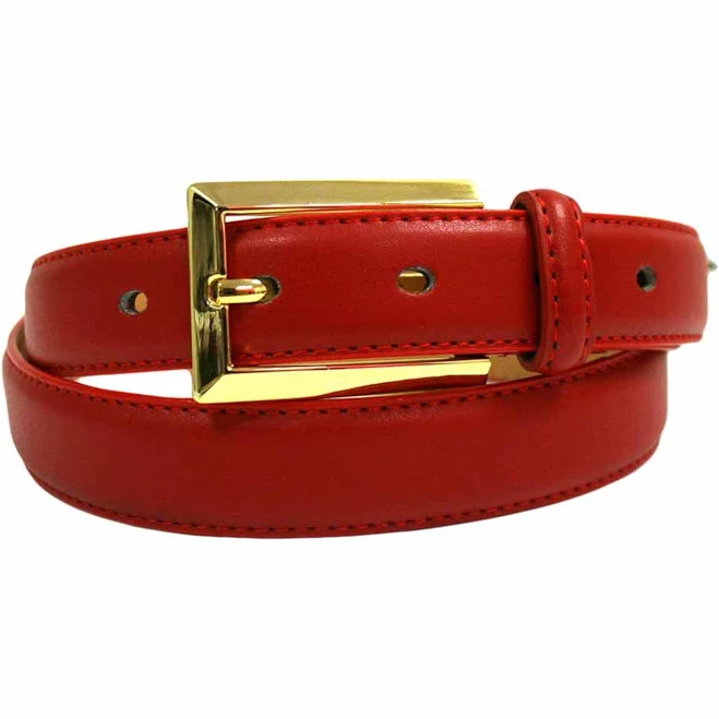 Leather Dress Belt with Gold Buckle