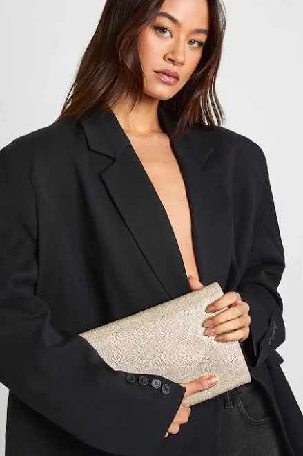 Boohoo Women's Shimmer Fold Over Structured Clutch Bag