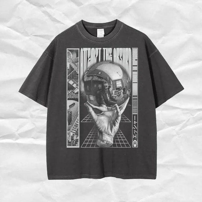 Vintage MC Escher Optical Illusion Graphic Tee