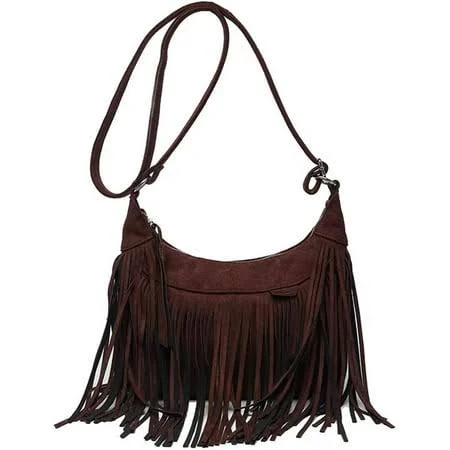 Fringe Hobo Vegan Suede Tassel Bag