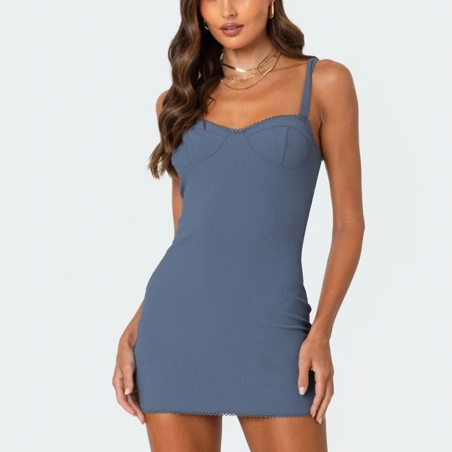 Edikted Women's Finley Ribbed Mini Dress