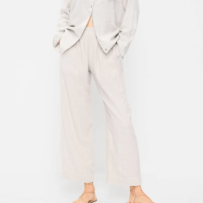 Old Navy Women's High-Waisted Linen-Blend Straight Ankle Pants