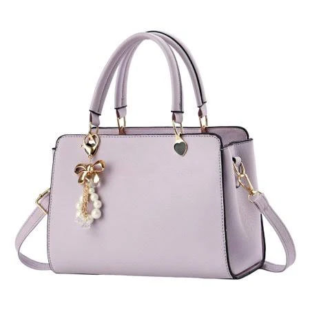 Belrova Ladies Top handle Handbags for Women Bowknot Pearl Satchel Shoulder Bags Lightweight Faux Leather Tote Bag Purple, Women's, Size: Large