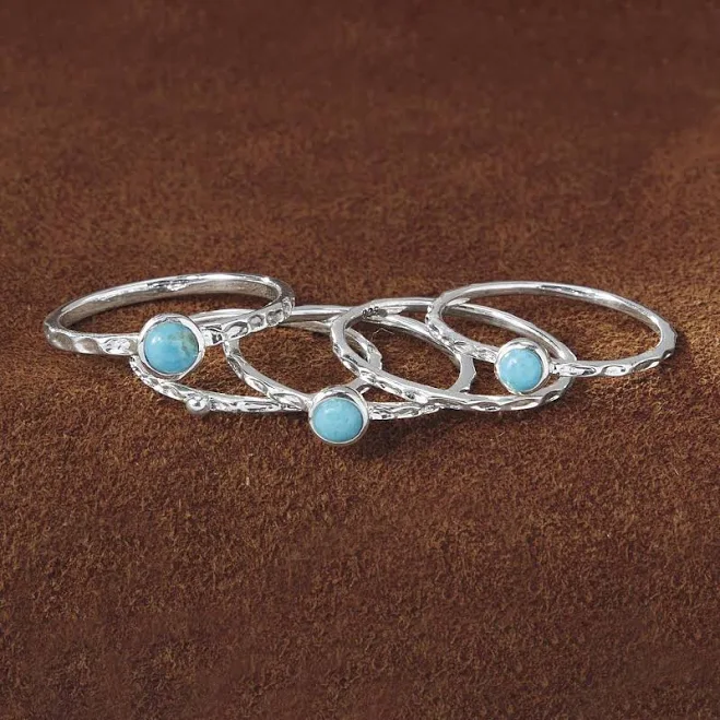 Sterling & Turquoise Stackable Rings Set