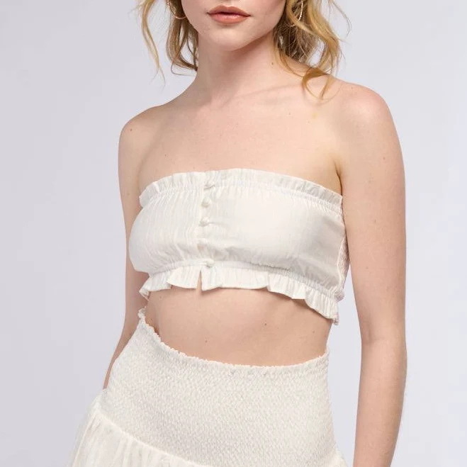 Akira Kylie Smocked Bandeau Top