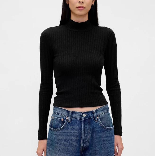 Gap Women's Pointelle Rib Crop Turtleneck