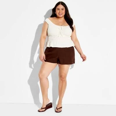 Wild Fable Women's Mini Cap Sleeve Off The Shoulder Smocked Peasant Top