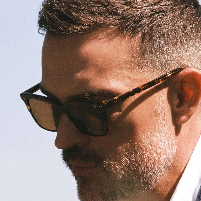 DIFF Square Men's Sunglasses Brown Frame