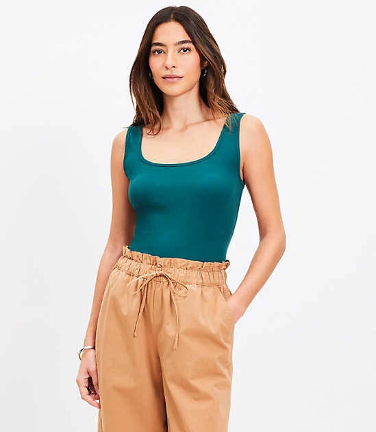 Loft Women's Perfect Ribbed Square Neck Tank Top