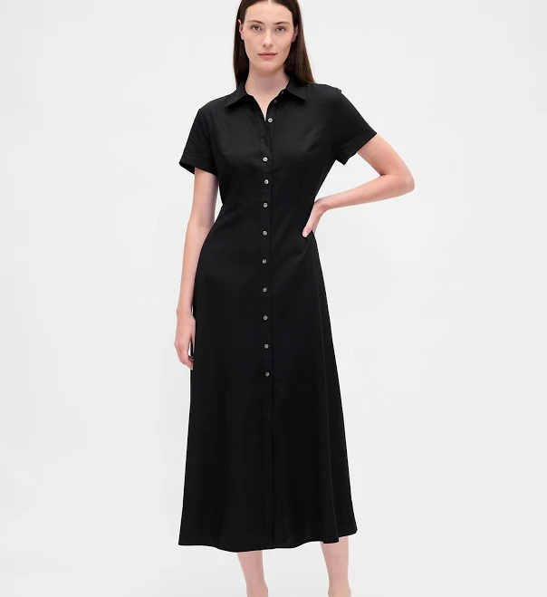 Gap Women's Linen-Blend Midi Shirtdress
