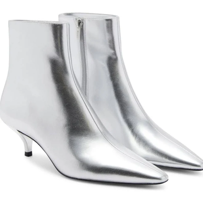 MANGO Women's Metallic-effect Pointed-Toe Boots
