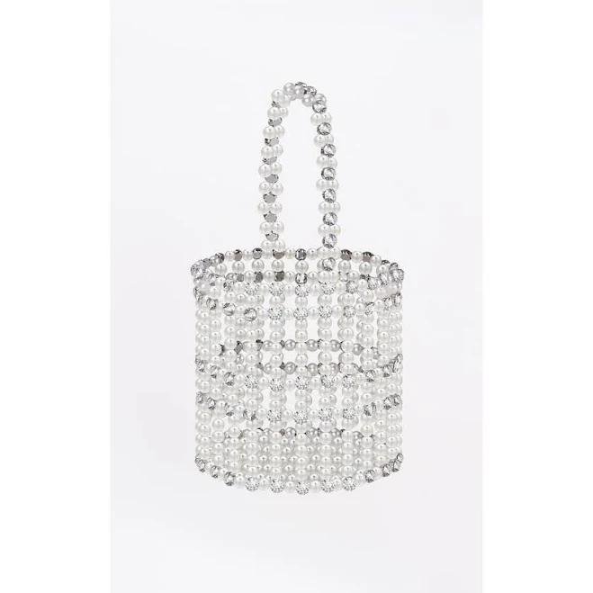Miss Circle Faux Pearl Crystal Mini Handbag