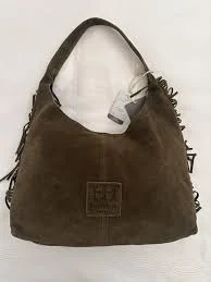 NEW Haute Hippie Style Fringe Suede Hobo Bag – Olive Green