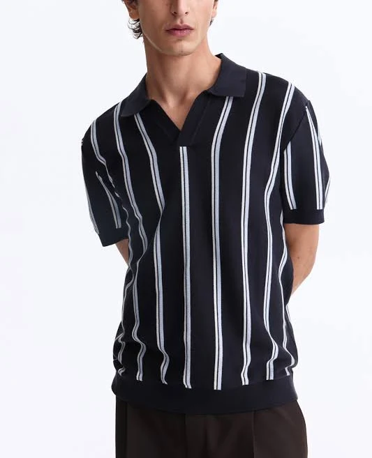 H&M Men's Slim-Fit Striped Polo Shirt
