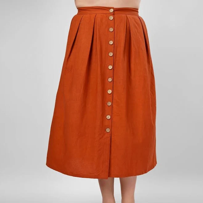 Women's Linen Button Down Maxi Skirt