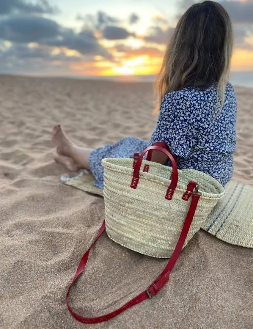 French Market Straw Tote with Leather Handles