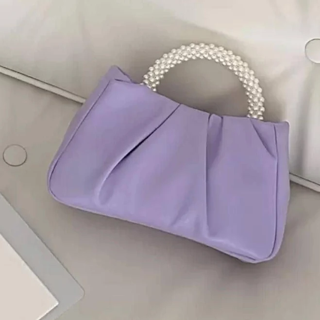 Pearl Rhinestone Top-Handle Crossbody Bag