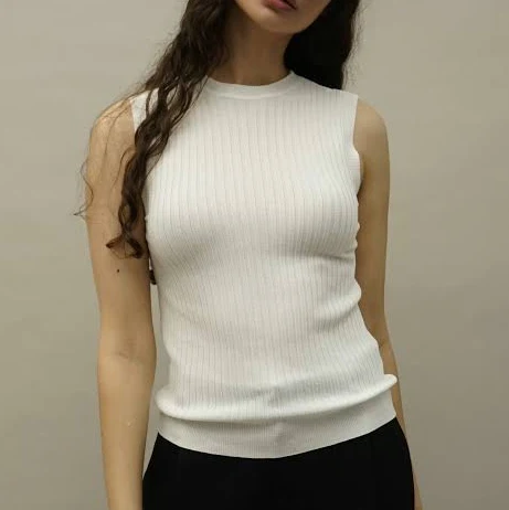 EMI Rib Knit Sleeveless Fitted Top