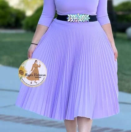 Lilac Pleated Midi Skirt