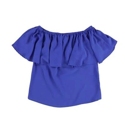 Bar III Womens Ruffle Off the Shoulder Blouse