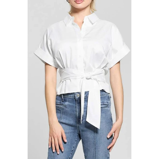 GUESS Women's Julie Tie-Front Cotton Shirt