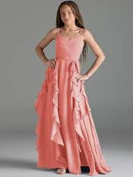 Flowy V-neck maxi dress with adjustable spaghetti straps and tiered skirt