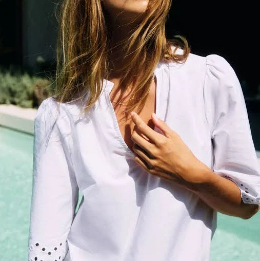 H&M Ladies Eyelet-Embroidered Cotton Blouse