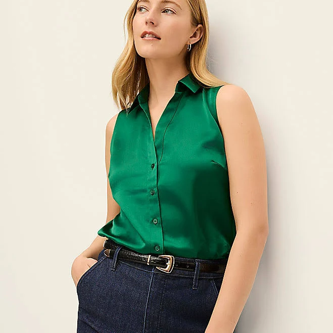 Ann Taylor Women's Sleeveless Satin Shirt