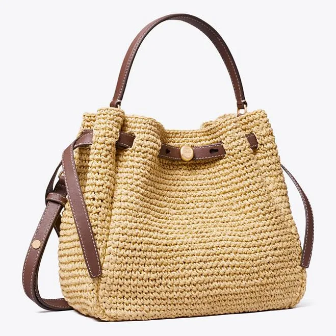 Tory Burch Romy Straw Bucket Bag