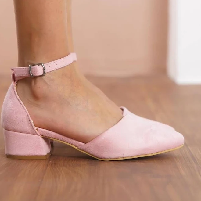 Women's Vegan Suede Low Block Heel Sandals