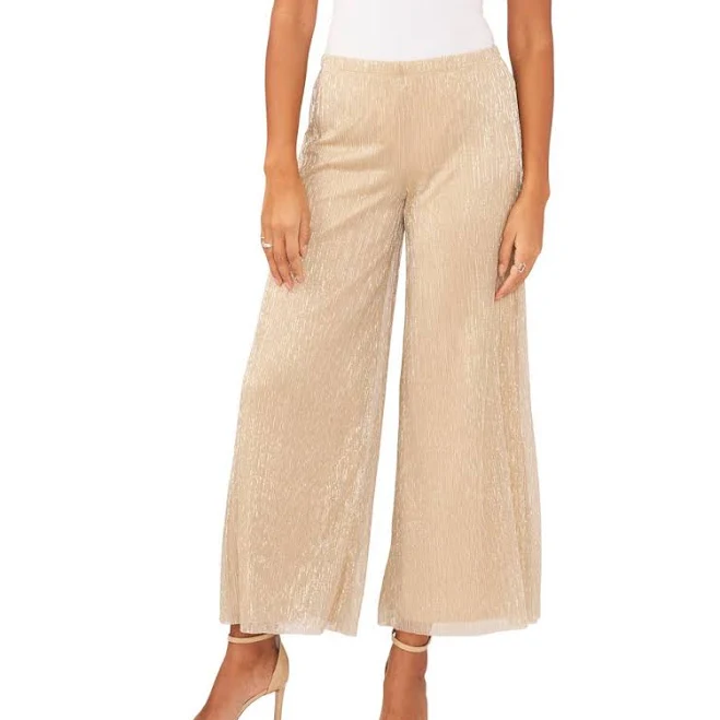 Chaus Women's Metallic Mesh Wide-Leg Palazzo Pants