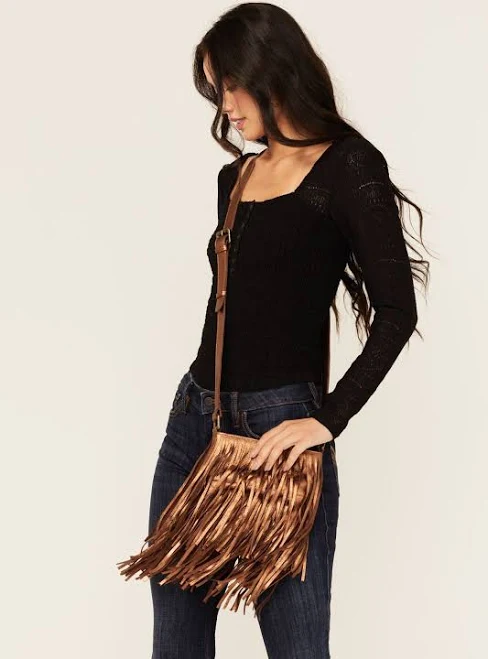 Idyllwind Women's Camarillo Metallic Fringe Suede Crossbody Bag