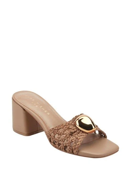Marc Fisher Women's Farrel Embellished Square Toe Slide Sandals