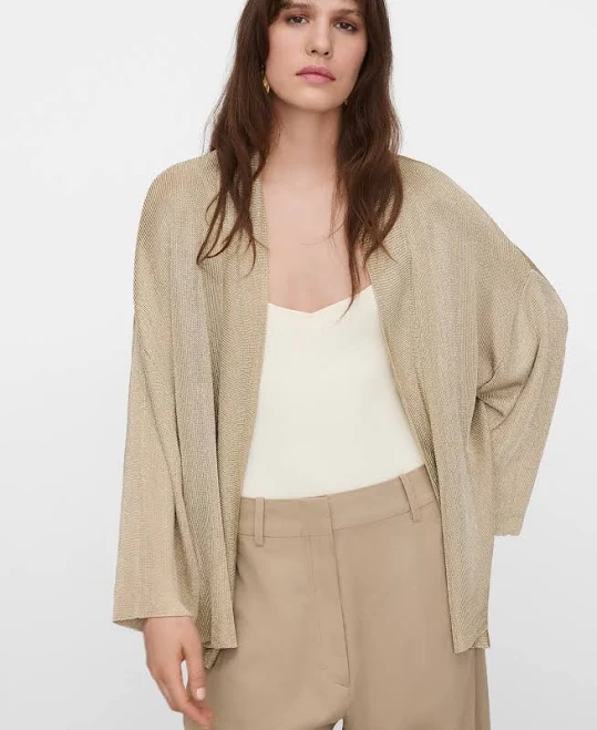 Metallic Knit Kimono Jacket