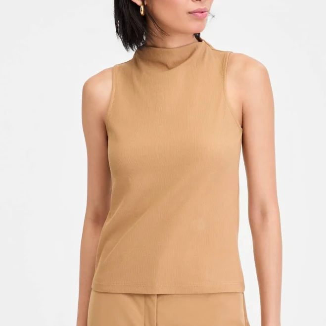 INC International Concepts Women's High-Neck Rib-Knit Sleeveless Top