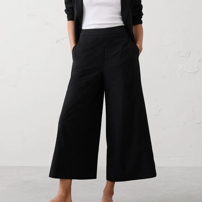 Women's Wide-Leg High-Rise Airstretch Pull-On Cropped Pant