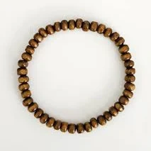 Mens / Womens Wooden Bead Elastic Stack Bracelet - Brown - 5 Sizes - 6mm Beads - NEW