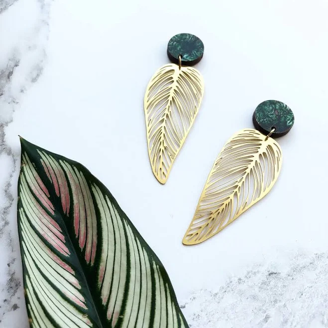 Botanical Statement Leaf Drop Earrings