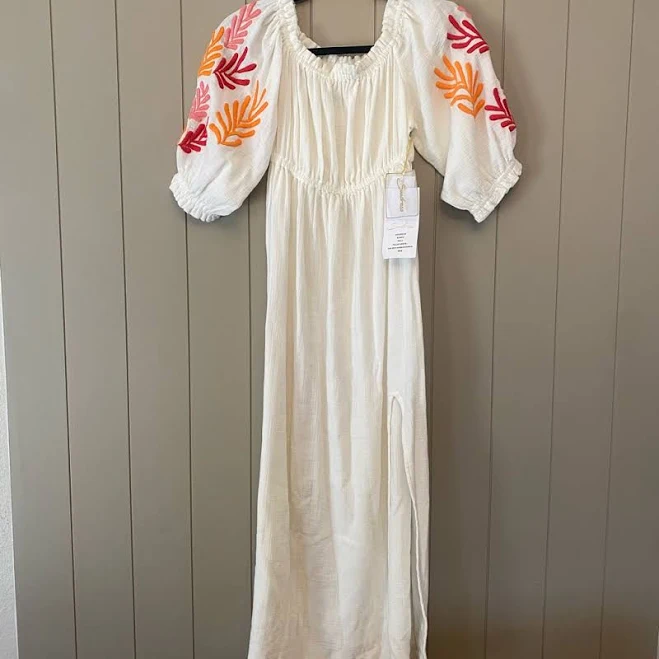 Sundress Maxi Dress with Colorful Embroidery