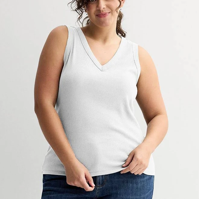Plus size soft V-neck ribbed tank top