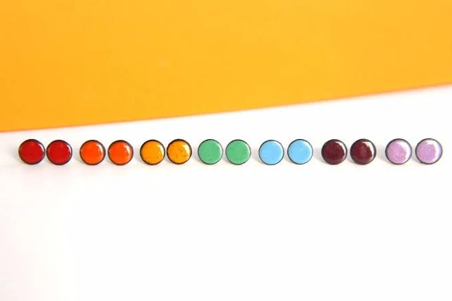 Bright Colourful Enamel Stud Earrings