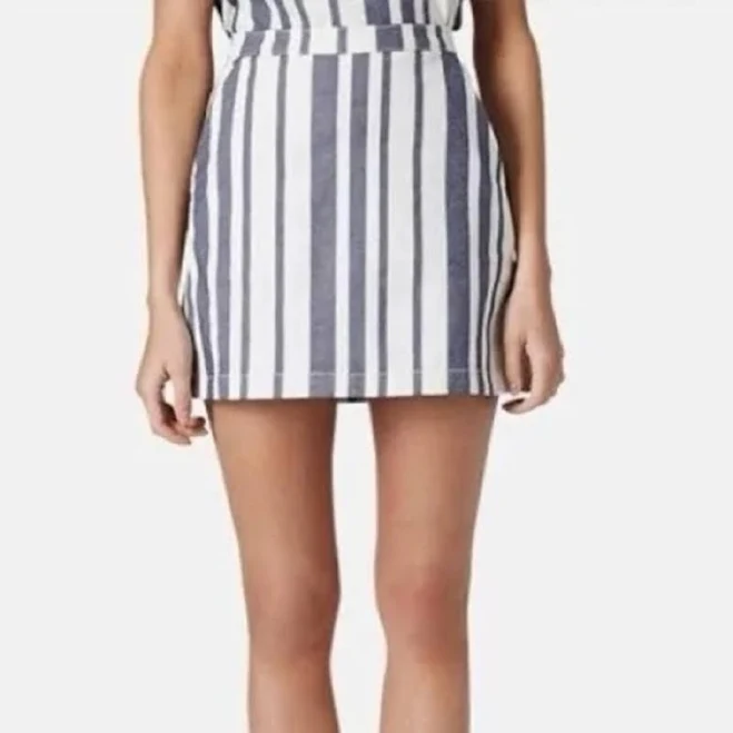 Topshop Skirts | Topshop | Womenβs Navy And White Vertical Striped A-Line Back Zip Mini Skirt, 26 | Color: Blue/White | Size: W26 | Pm-77686889's