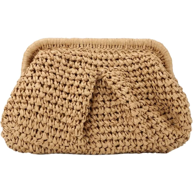 Raffia Cloud Dumpling Clutch