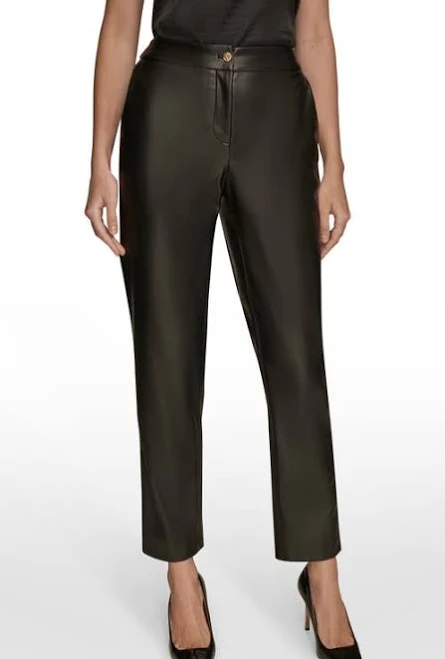 Donna Karan Women's Faux Leather Slim Leg Ankle Pants