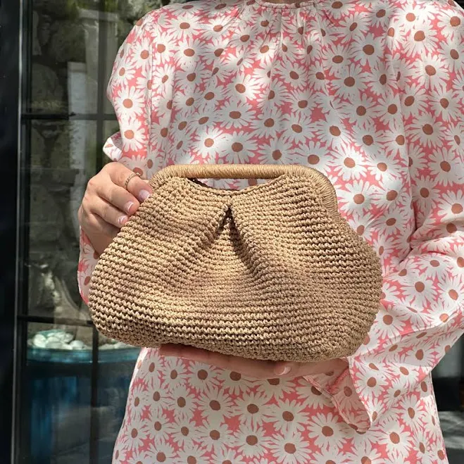 Raffia and Straw Clutch Bag