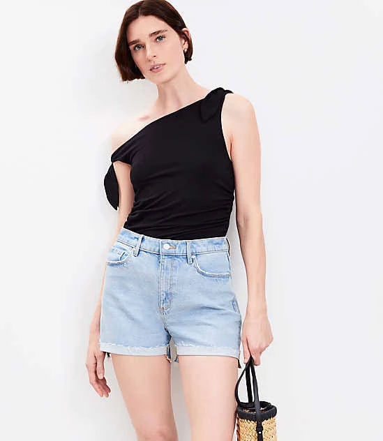 Loft Women's Flip Hem High Rise Cut Off Denim Shorts